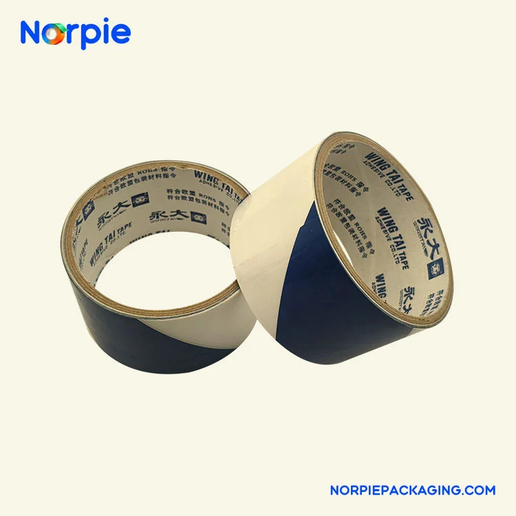 파란색과 흰색 경고 테이프